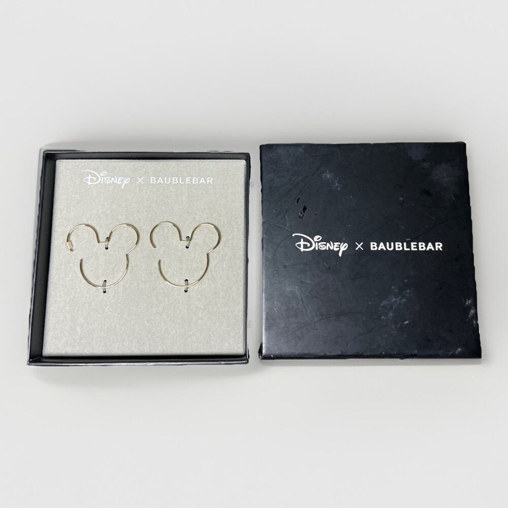 Disney x BaubleBar Mickey Mouse Gold Hoop Earrings - NIB